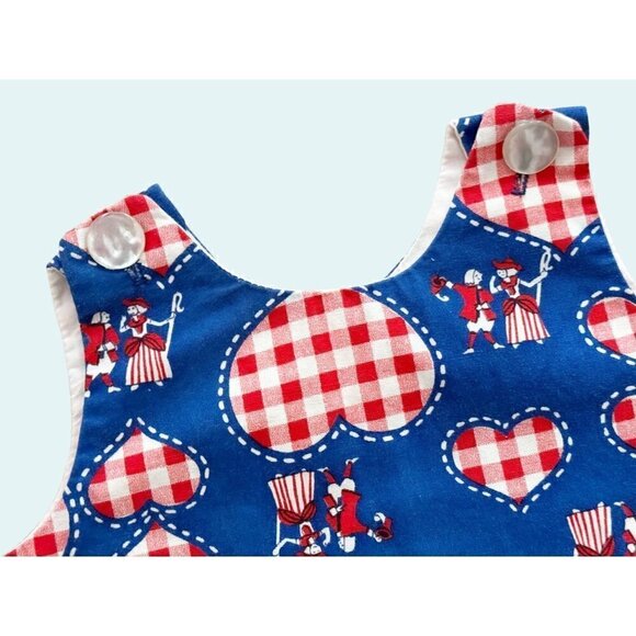 Vintage 1970s Handmade Toddler Patriotic Red White Blue Sleeveless Top Sz 2T - Picture 2 of 5